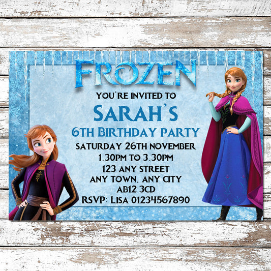 10 Personalised Frozen Party Invitations With Envelopes