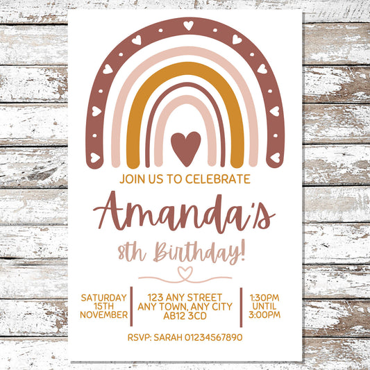 10 Personalised Rainbow Invitations With Envelopes