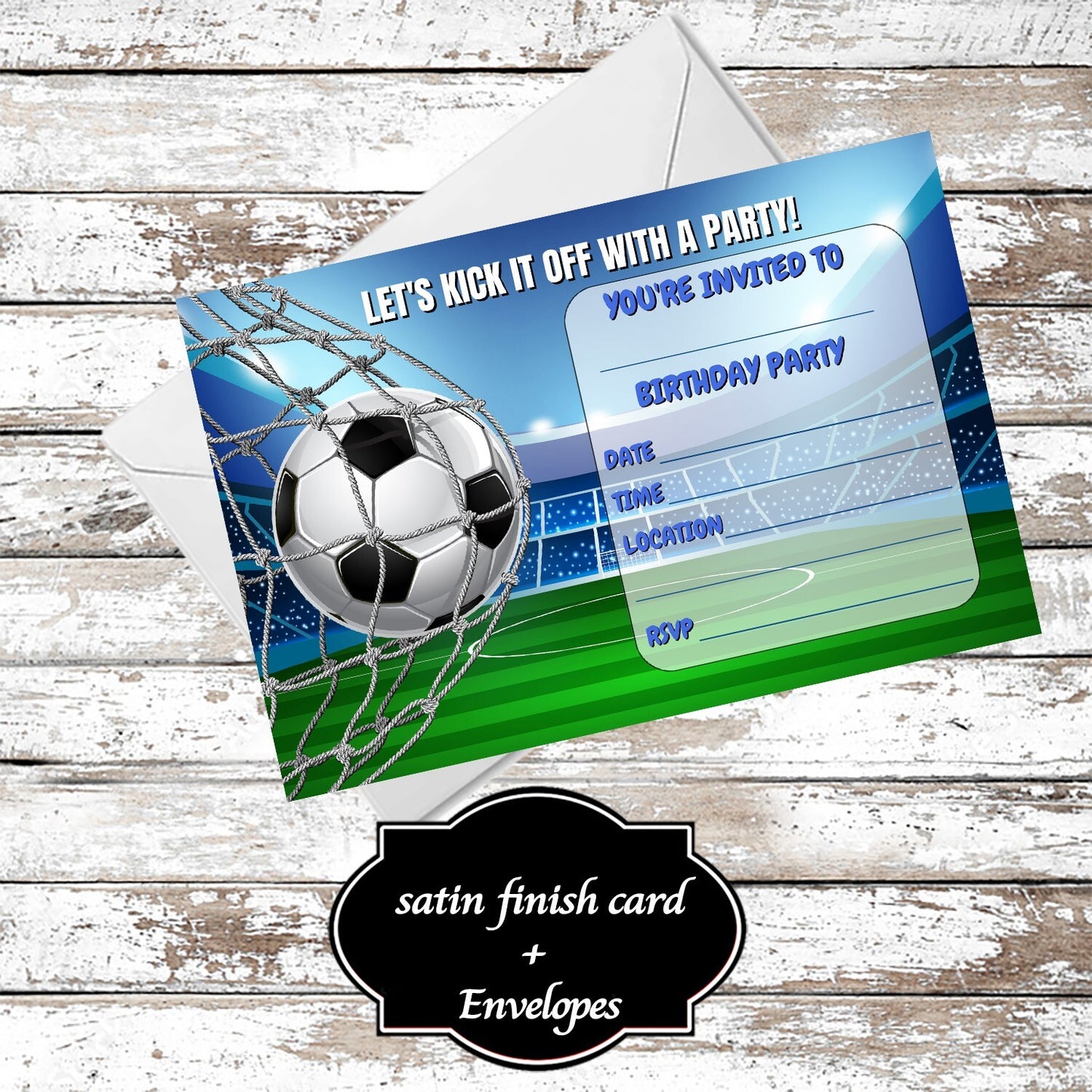 10 Football Soccer Birthday Party Invitations With Envelopes