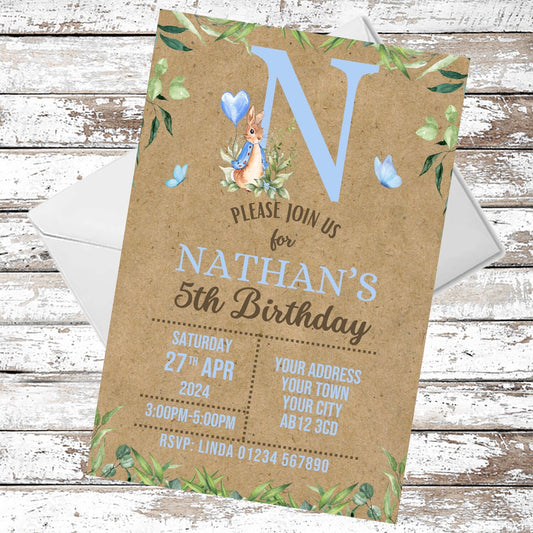 10 Personalised Peter Rabbit Boy Party Invitations With Envelopes