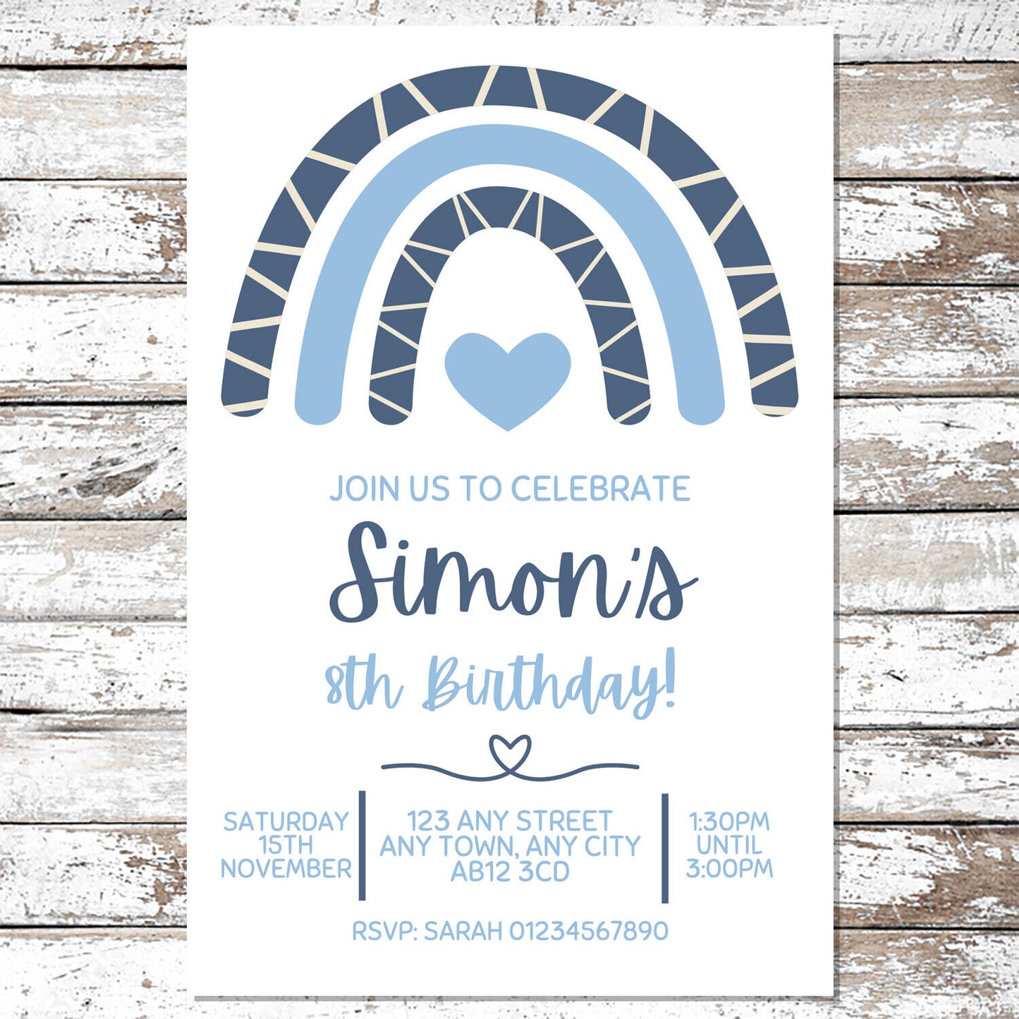 10 Personalised Rainbow Invitations With Envelopes