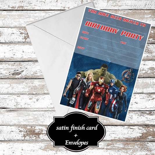 10 Avengers Hero Birthday Party Invitations With Envelopes