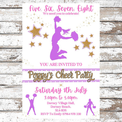 10 Personalised Cheerleader Party Invitations With Envelopes
