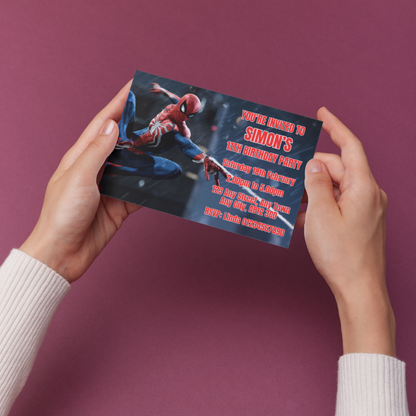 10 Personalised Spiderman Party Invitations With Envelopes