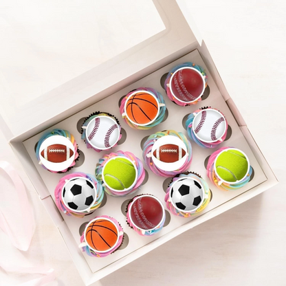 Sports Balls Pre-Cut Edible Wafer Cupcake Toppers Pack Of 24