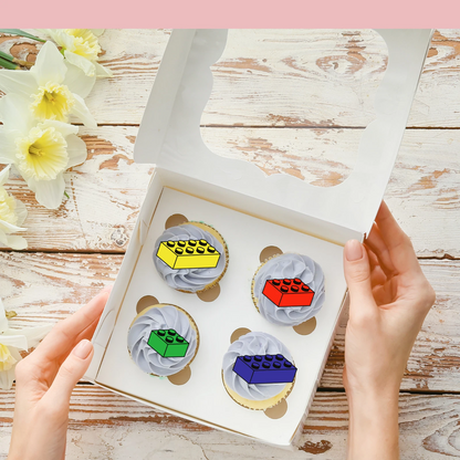 Coloured Bricks Pre-Cut Edible Wafer Cupcake Toppers Pack Of 24
