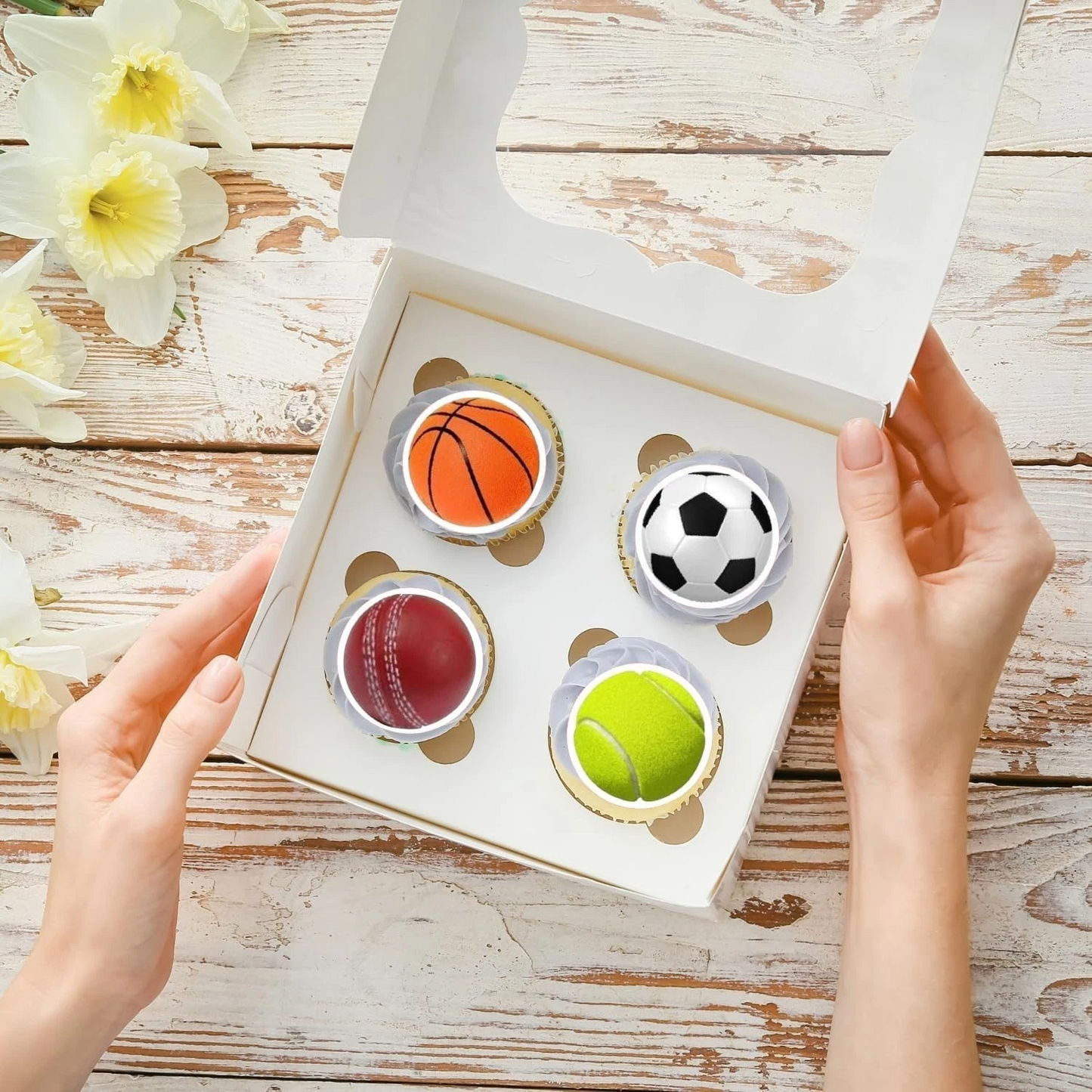 Sports Balls Pre-Cut Edible Wafer Cupcake Toppers Pack Of 24