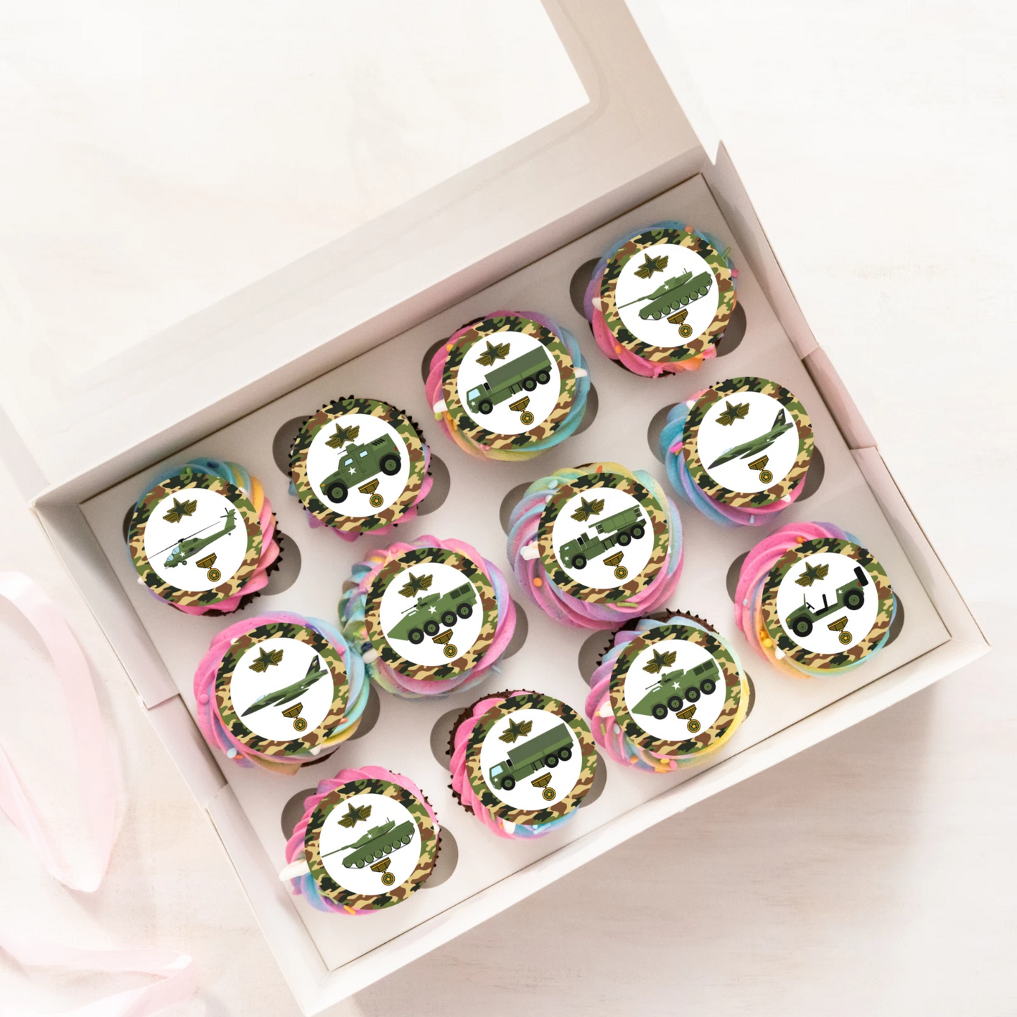 Army Military Pre-Cut Edible Wafer Cupcake Toppers Pack Of 24