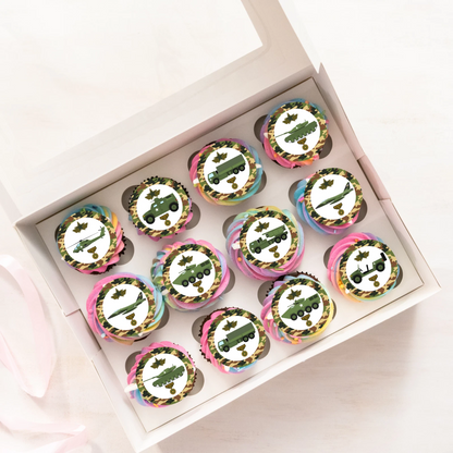 Army Military Pre-Cut Edible Wafer Cupcake Toppers Pack Of 24