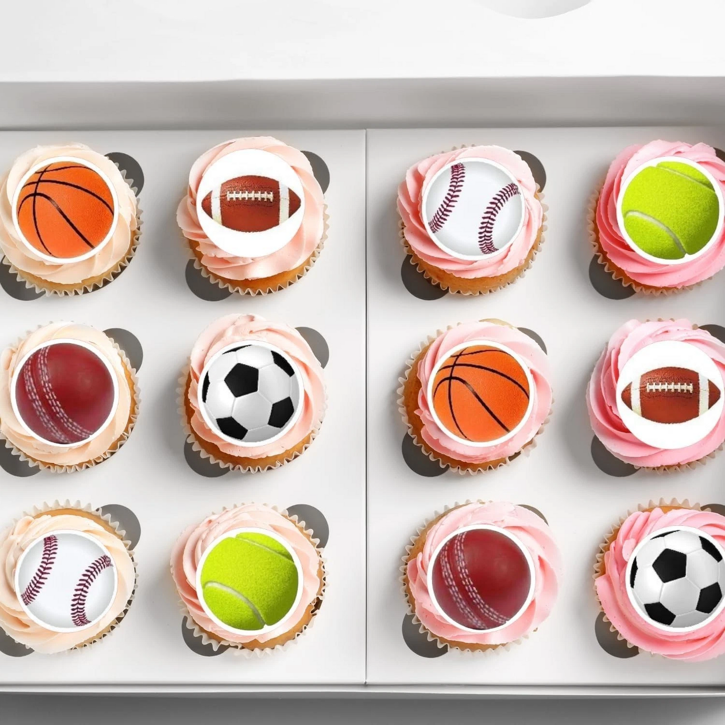 Sports Balls Pre-Cut Edible Wafer Cupcake Toppers Pack Of 24