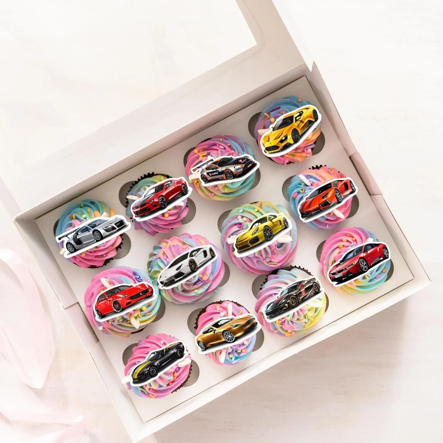 Sports Cars Pre-Cut Edible Wafer Cupcake Toppers Pack Of 24