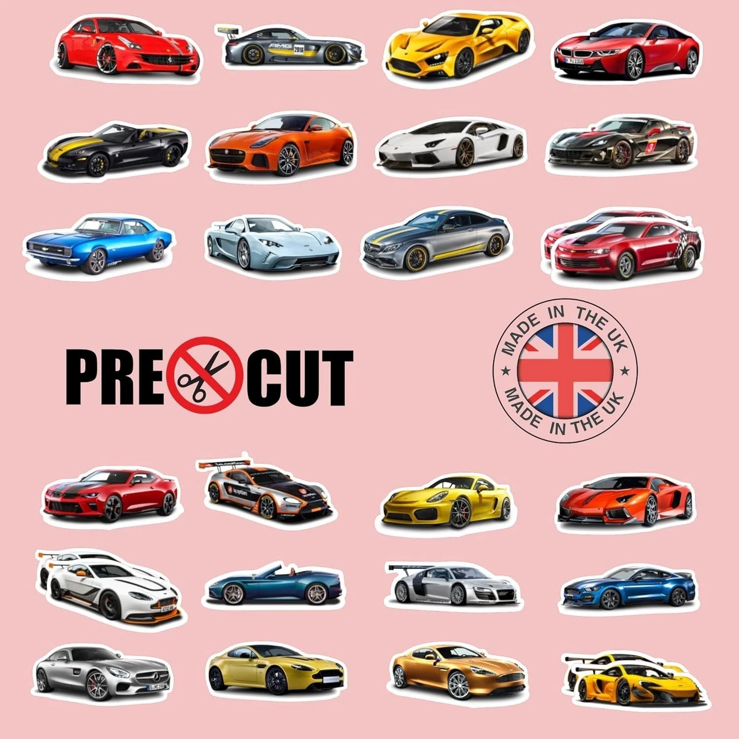 Sports Cars Pre-Cut Edible Wafer Cupcake Toppers Pack Of 24
