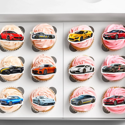 Sports Cars Pre-Cut Edible Wafer Cupcake Toppers Pack Of 24