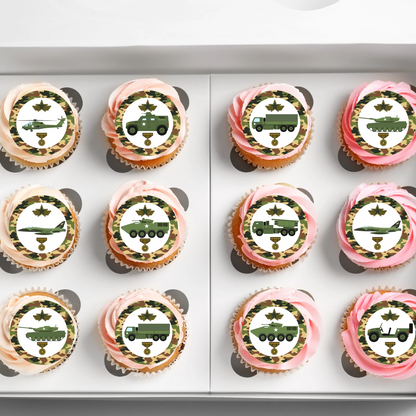 Army Military Pre-Cut Edible Wafer Cupcake Toppers Pack Of 24