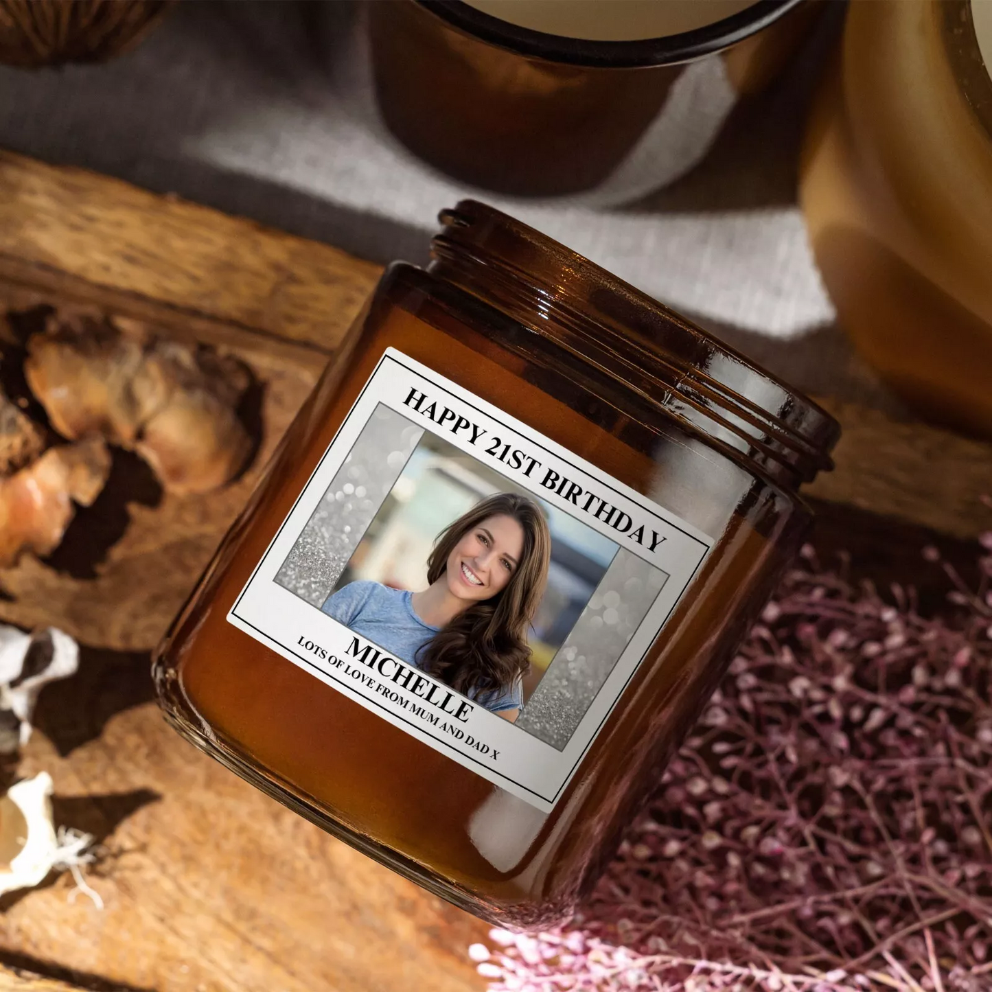 Personalised Birthday Photo Candle Label Pack Of 2 (Candle Not Supplied)