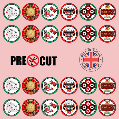 Casino Pre-Cut Edible Wafer Cupcake Toppers Pack Of 24