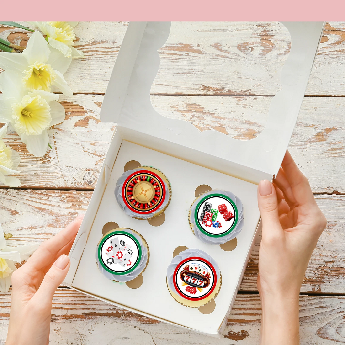 Casino Pre-Cut Edible Wafer Cupcake Toppers Pack Of 24