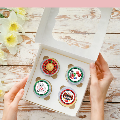 Casino Pre-Cut Edible Wafer Cupcake Toppers Pack Of 24