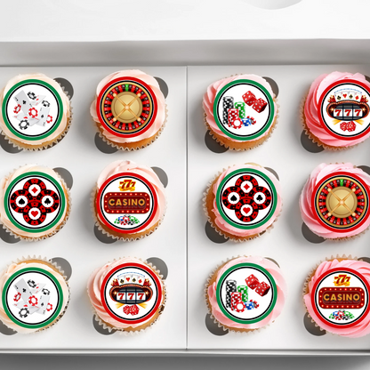 Casino Pre-Cut Edible Wafer Cupcake Toppers Pack Of 24