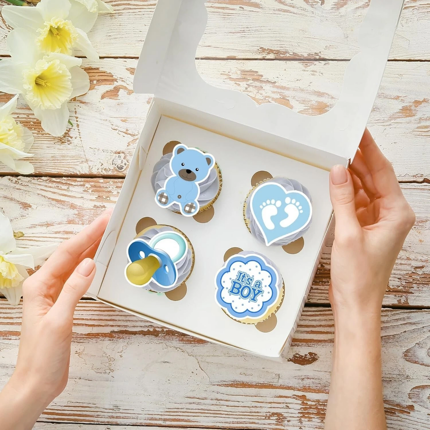 Boy Baby Shower Pre-Cut Edible Wafer Cupcake Toppers Pack Of 20