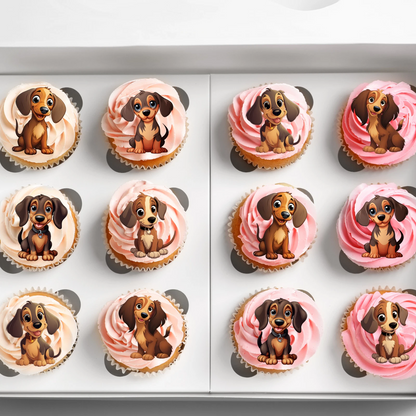 Dachshund Cute Dog Pre-Cut Edible Wafer Cupcake Toppers Pack Of 24
