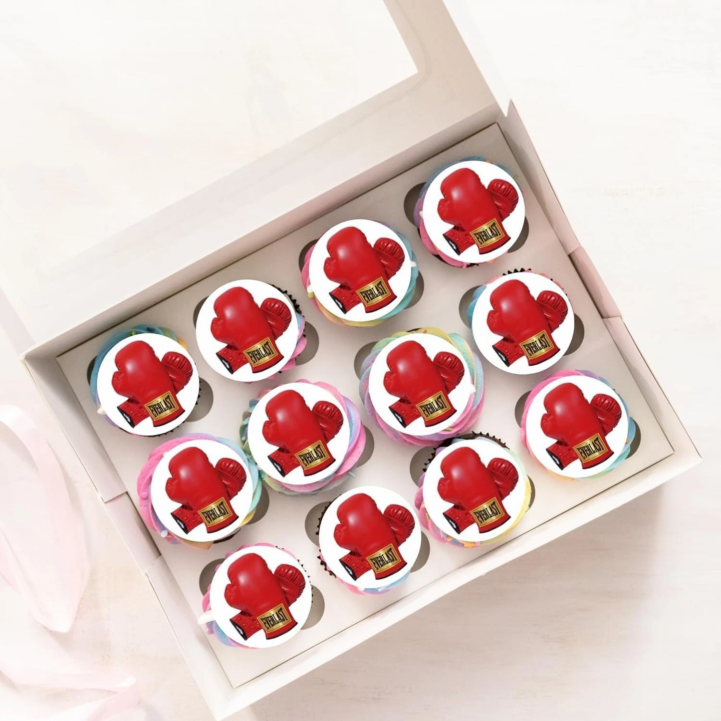 Boxing Gloves Pre-Cut Edible Wafer Cupcake Toppers Pack Of 22
