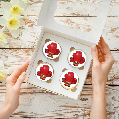 Boxing Gloves Pre-Cut Edible Wafer Cupcake Toppers Pack Of 22