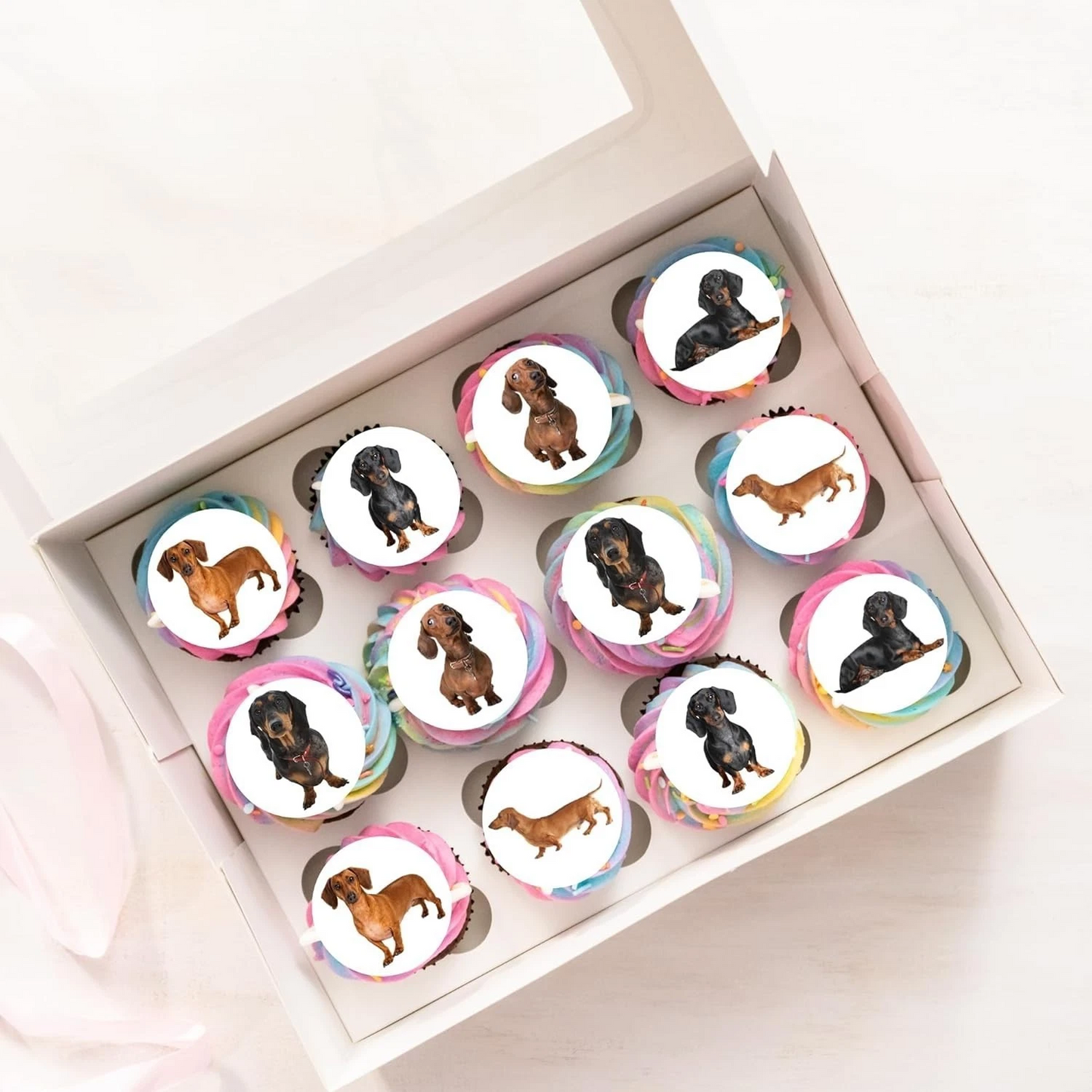 Dachshund Dog Pre-Cut Edible Wafer Cupcake Toppers Pack Of 24