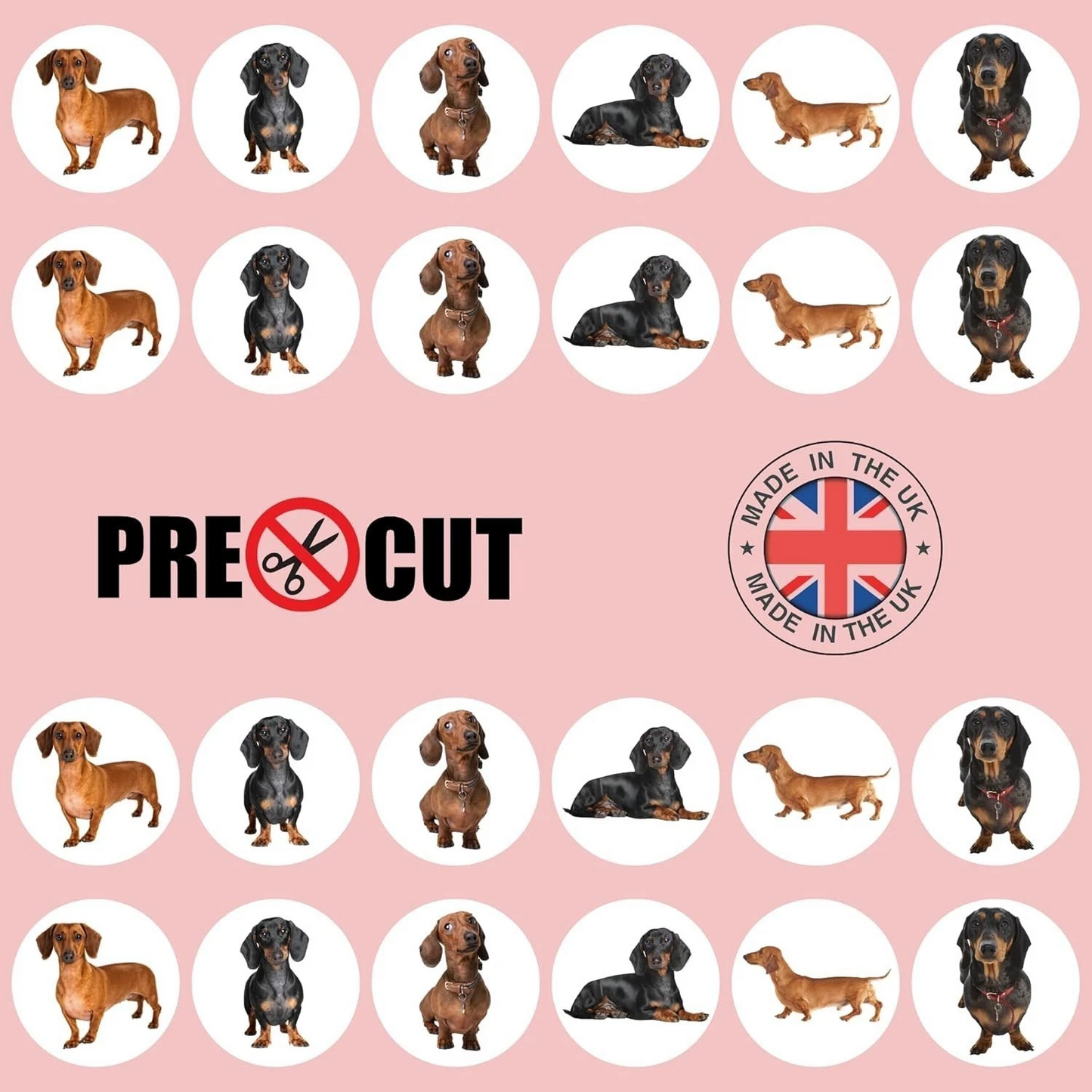 Dachshund Dog Pre-Cut Edible Wafer Cupcake Toppers Pack Of 24