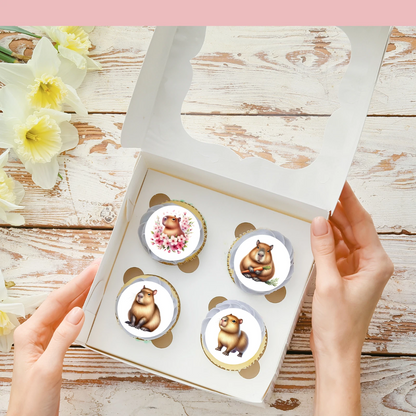 Capybara Pre-Cut Edible Wafer Cupcake Toppers Pack Of 24