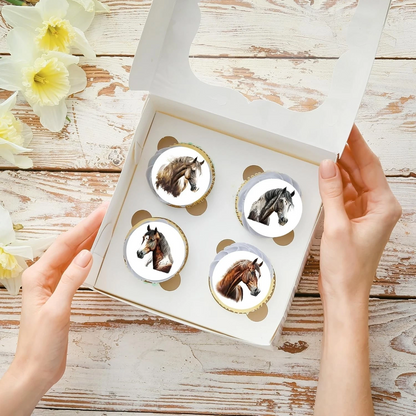 Horse Equestrian Pre-Cut Edible Wafer Cupcake Toppers Pack Of 24