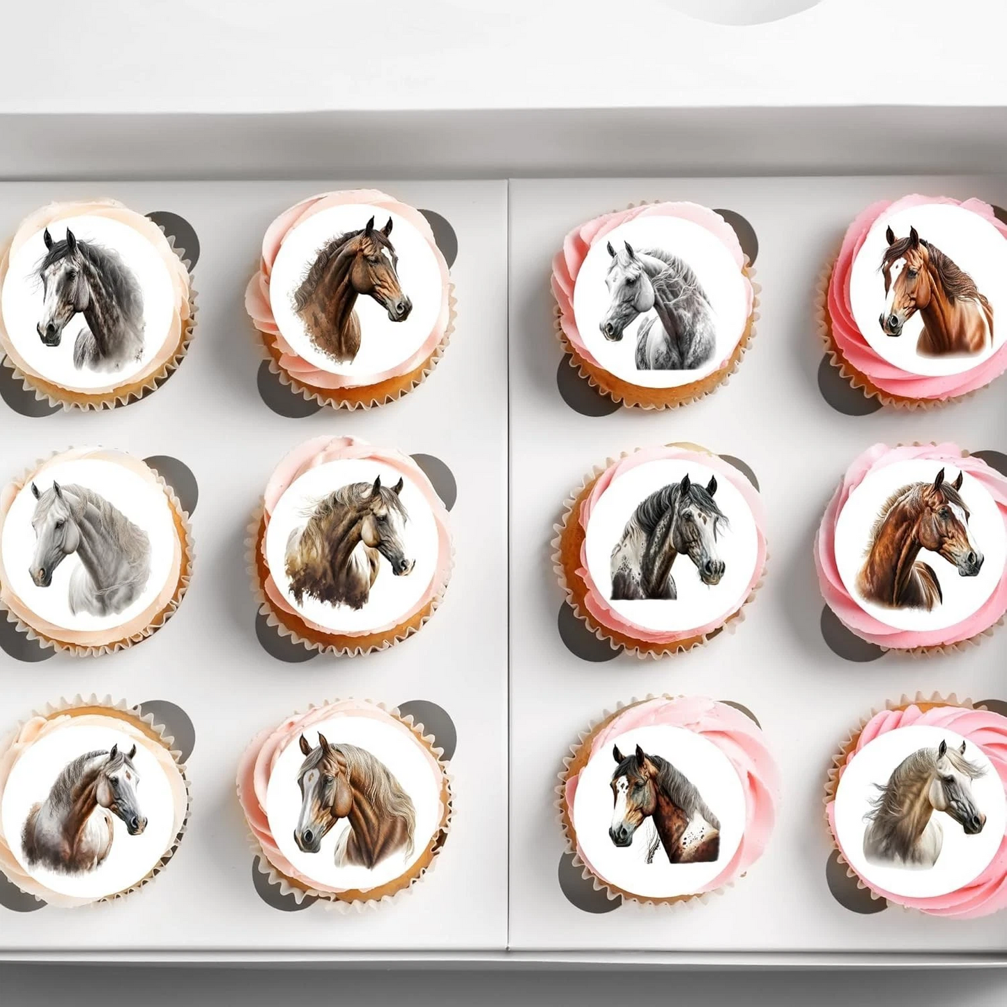 Horse Equestrian Pre-Cut Edible Wafer Cupcake Toppers Pack Of 24