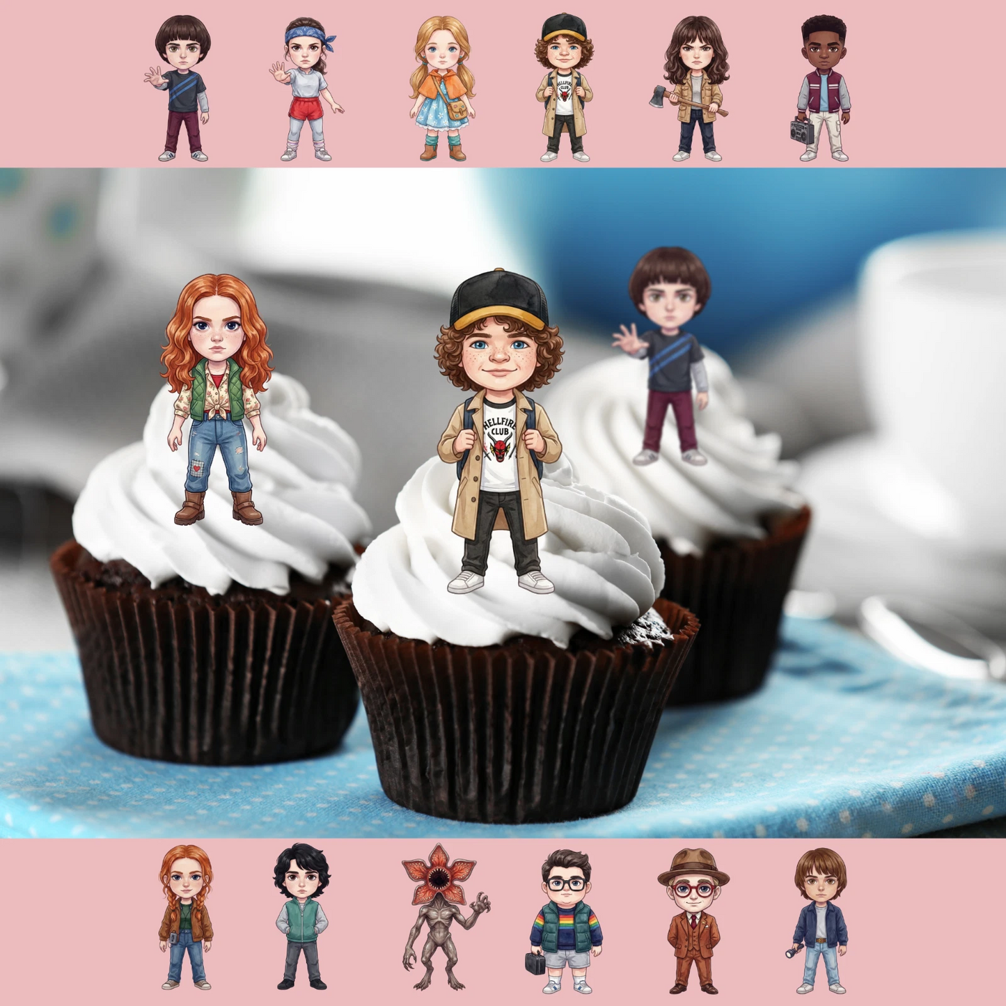 Stranger Kids Pre-Cut Edible Wafer Cupcake Toppers Pack Of 24