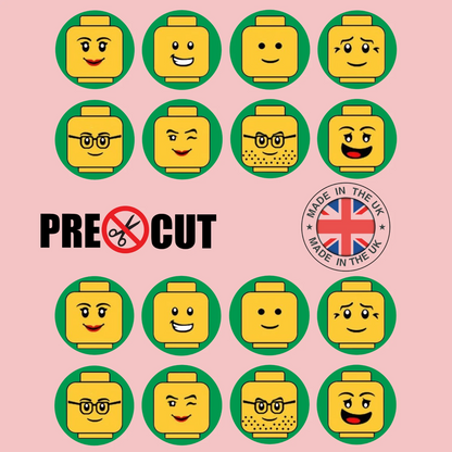 Mini Figure Heads Pre-Cut Edible Wafer Cupcake Toppers Pack Of 24