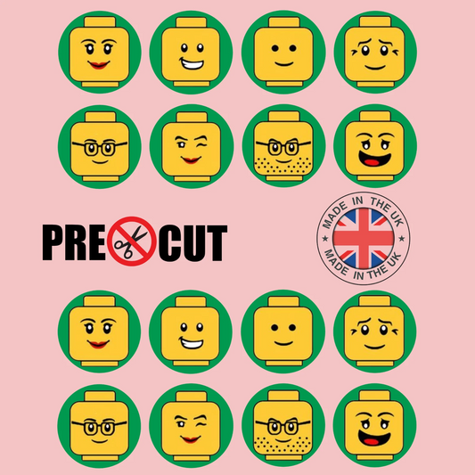 Mini Figure Heads Pre-Cut Edible Wafer Cupcake Toppers Pack Of 24