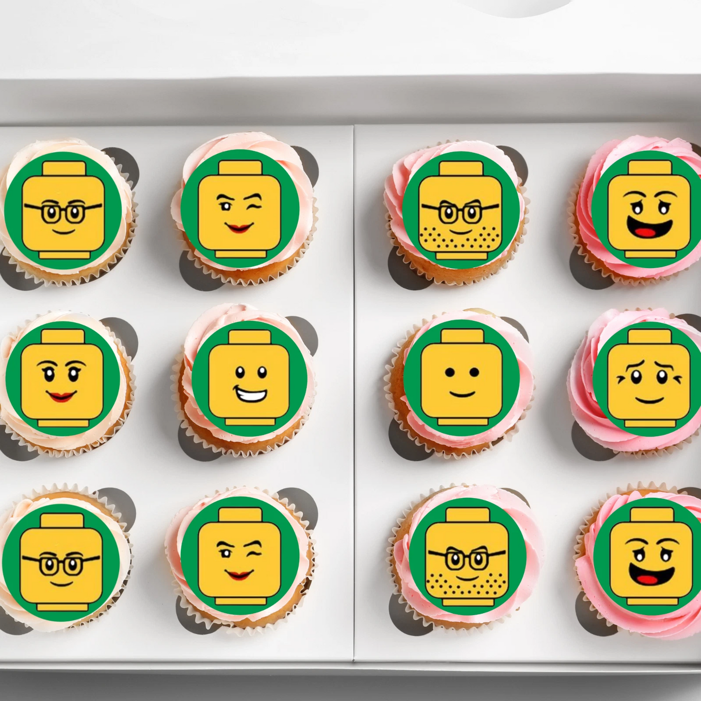 Mini Figure Heads Pre-Cut Edible Wafer Cupcake Toppers Pack Of 24