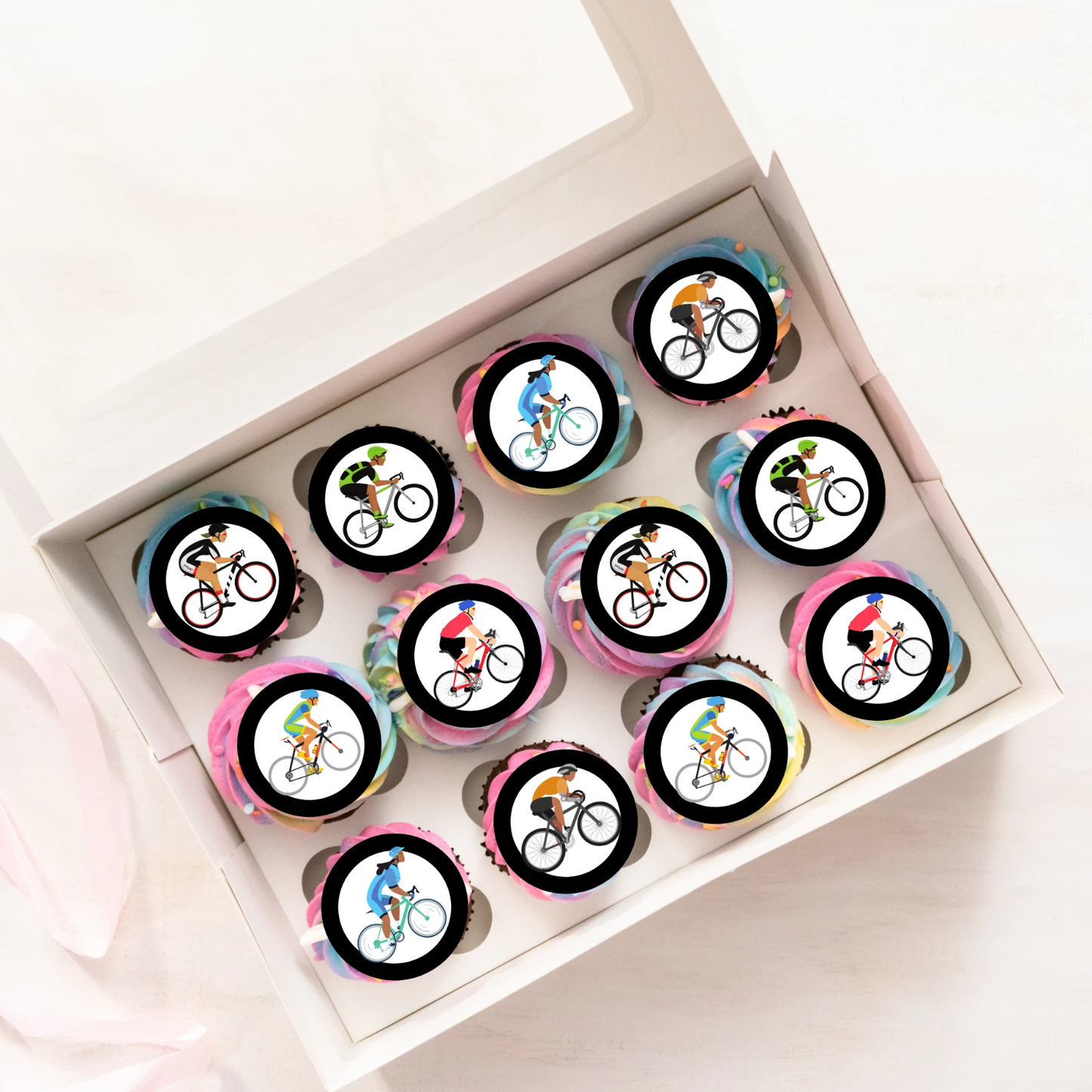Cyclist Pre-Cut Edible Wafer Cupcake Toppers Pack Of 24