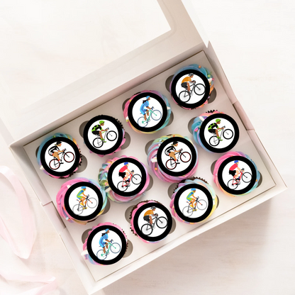 Cyclist Pre-Cut Edible Wafer Cupcake Toppers Pack Of 24