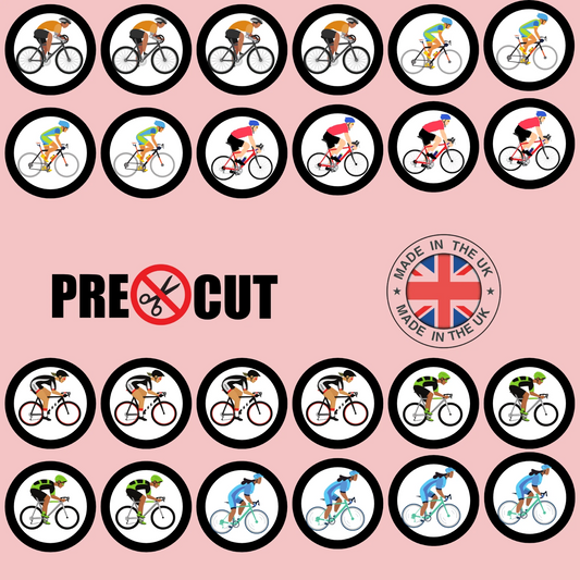 Cyclist Pre-Cut Edible Wafer Cupcake Toppers Pack Of 24