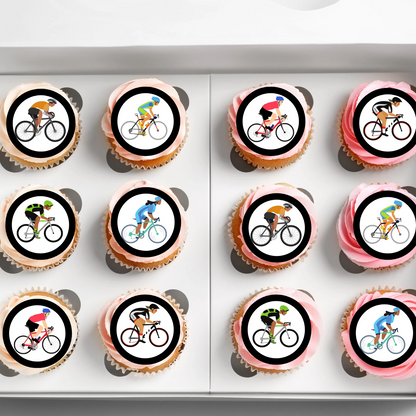 Cyclist Pre-Cut Edible Wafer Cupcake Toppers Pack Of 24
