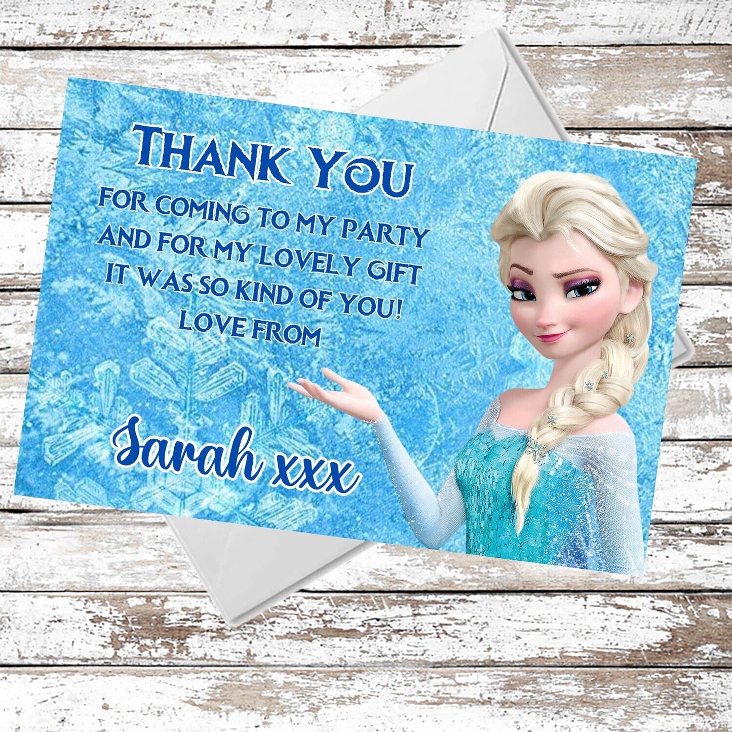 10 Personalised Frozen Elsa Thank You Cards With Envelopes