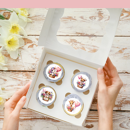 Cute Animals Happy Birthday Pre-Cut Edible Wafer Cupcake Toppers Pack Of 24