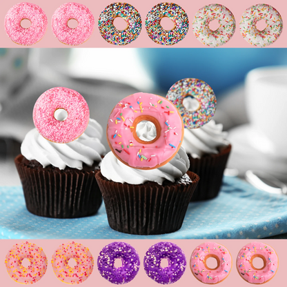 Doughnut Pre-Cut Edible Wafer Cupcake Toppers Pack Of 24