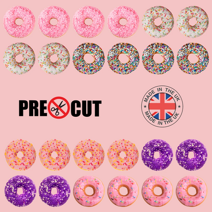 Doughnut Pre-Cut Edible Wafer Cupcake Toppers Pack Of 24
