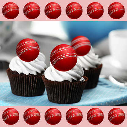 Cricket Balls Pre-Cut Edible Wafer Cupcake Toppers Pack Of 24