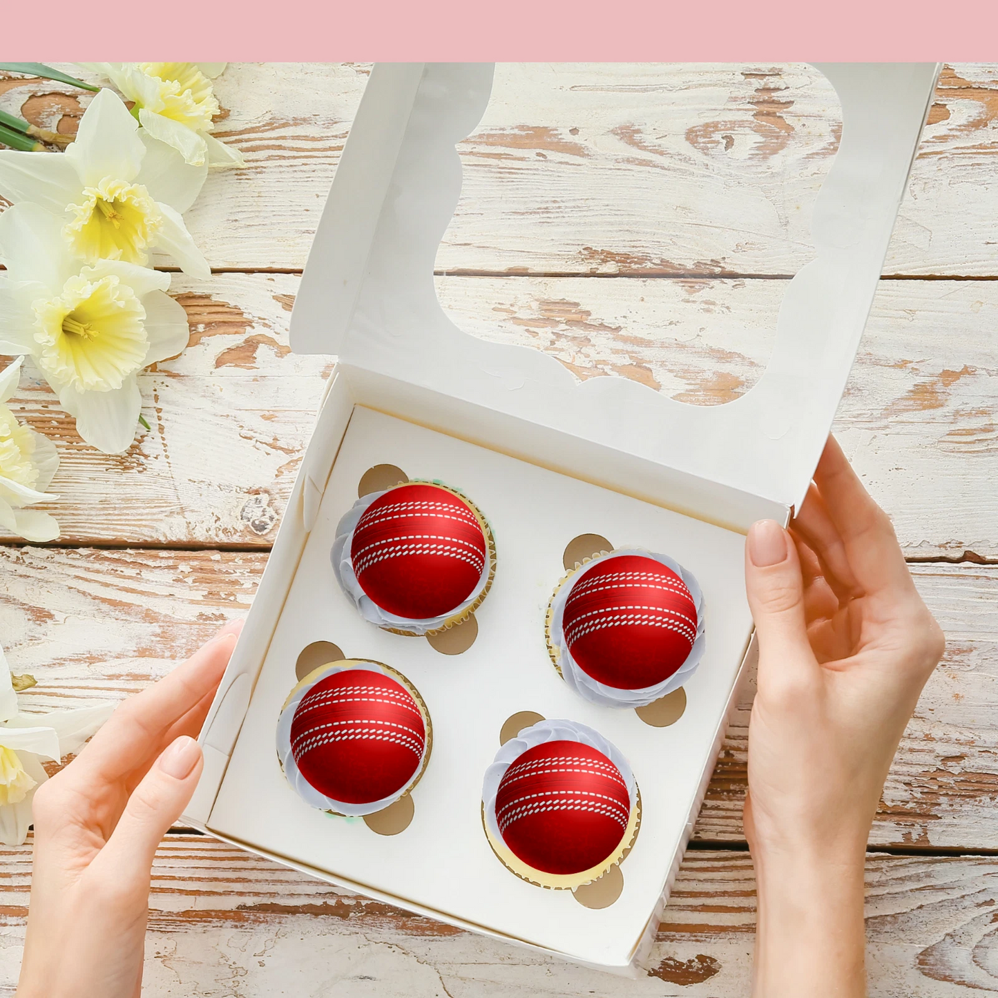 Cricket Balls Pre-Cut Edible Wafer Cupcake Toppers Pack Of 24