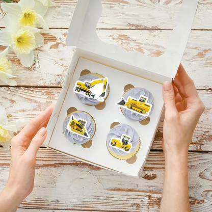 Construction Digger Pre-Cut Edible Wafer Cupcake Toppers Pack Of 16
