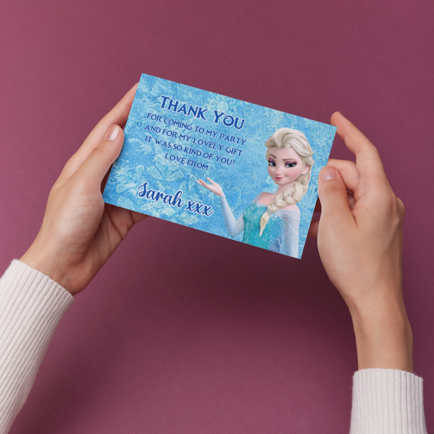 10 Personalised Frozen Elsa Thank You Cards With Envelopes